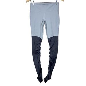 Alo Yoga Womens Goddess Workout Gray Color Block Ruched Leggings Size Small